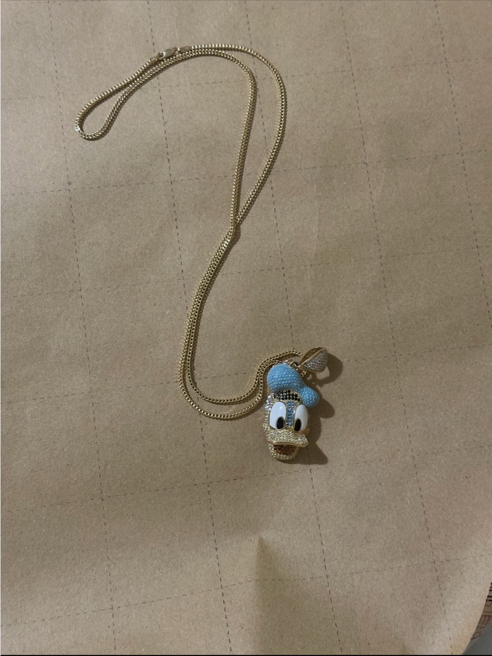 Donald Duck 10k GoldPendant Necklace. 24 inches of Length, 3mm thick (1/8) in